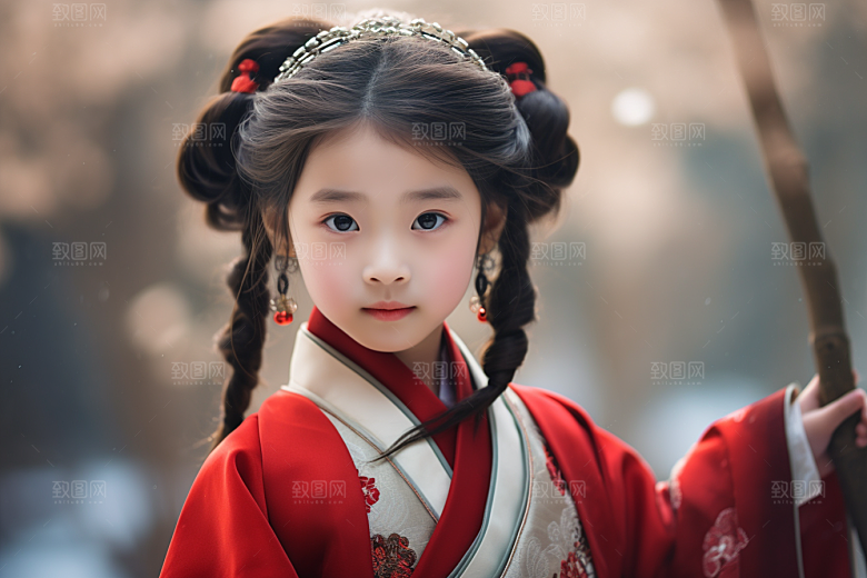春节汉服女孩传统文化过年CG