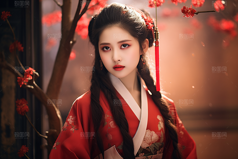 春节汉服女孩新春喜庆CG