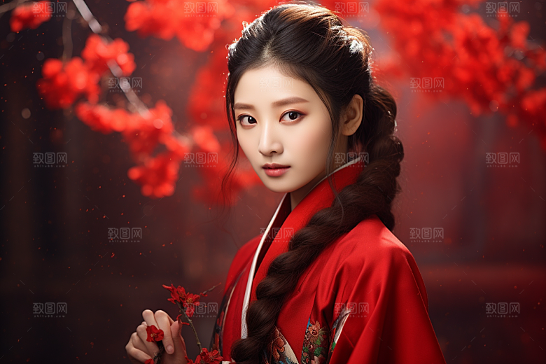 春节汉服女孩新春高清CG