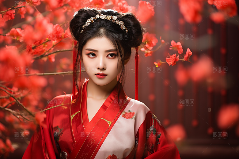 春节汉服女孩中国风春日CG