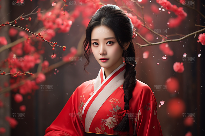 春节汉服女孩新春中国风CG