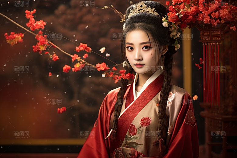 春节汉服女孩高清喜庆CG