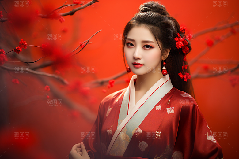 春节汉服女孩高清中国风CG