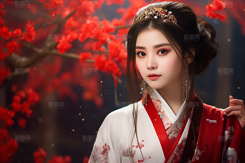 春节汉服女孩中国风高清CG