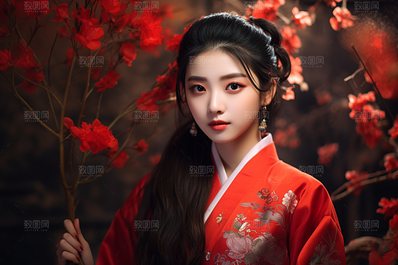 春节汉服女孩高清喜庆CG
