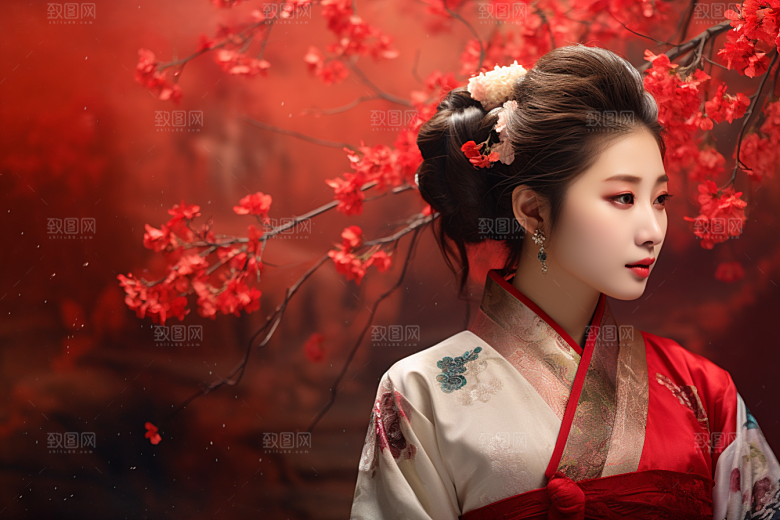 春节汉服女孩高清中国风CG