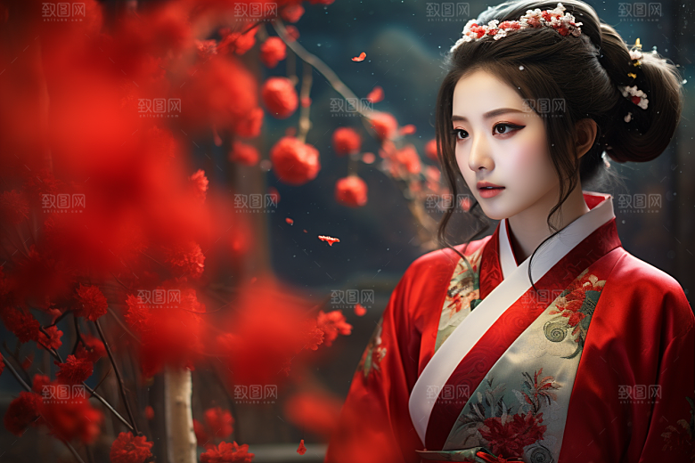 春节汉服女孩高清春日CG