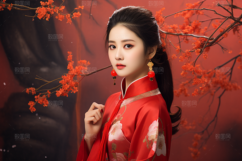 春节汉服女孩传统文化中国风CG