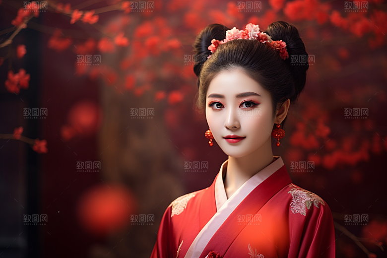 春节汉服女孩过年中国风CG