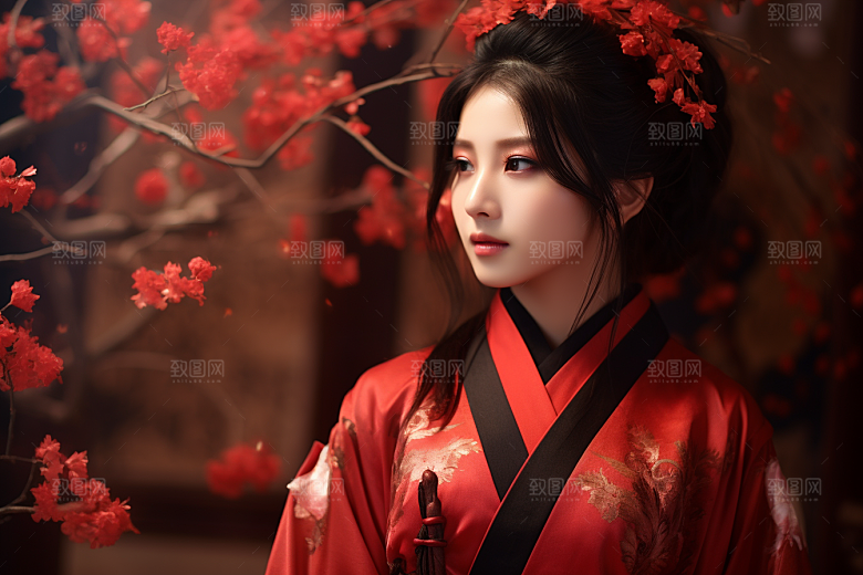 春节汉服女孩高清喜庆CG