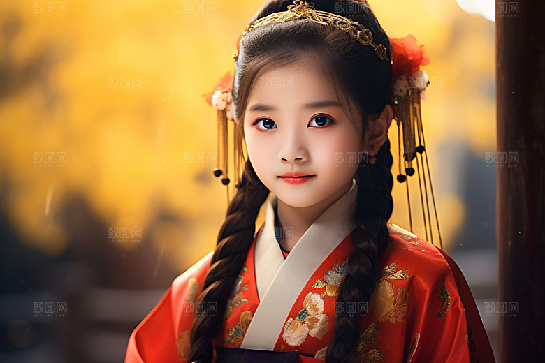 春节汉服女孩中国风过年CG