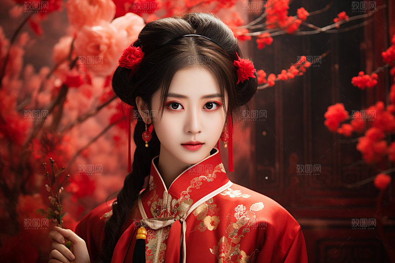 春节汉服女孩传统文化中国风CG