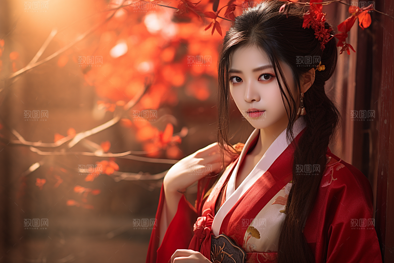 春节汉服女孩中国风传统文化CG