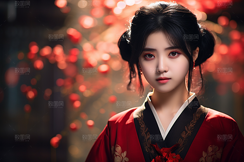 春节汉服女孩喜庆高清CG