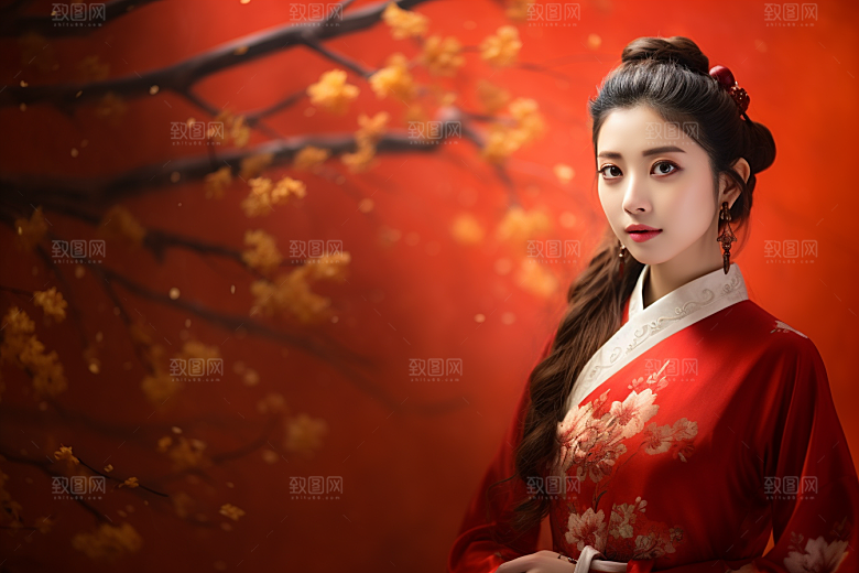 春节汉服女孩传统文化高清CG