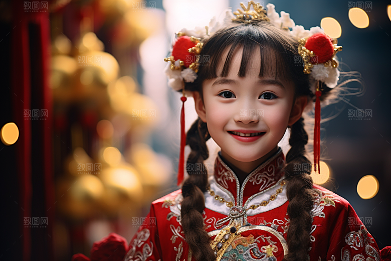 春节汉服女孩中国风新春CG