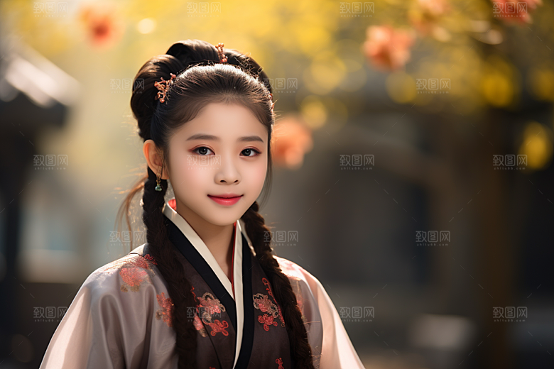 春节汉服女孩喜庆过年CG