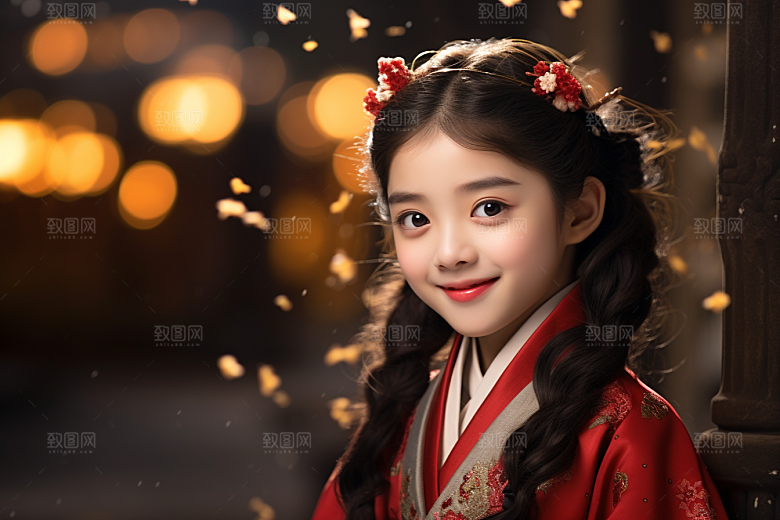 春节汉服女孩传统文化过年CG