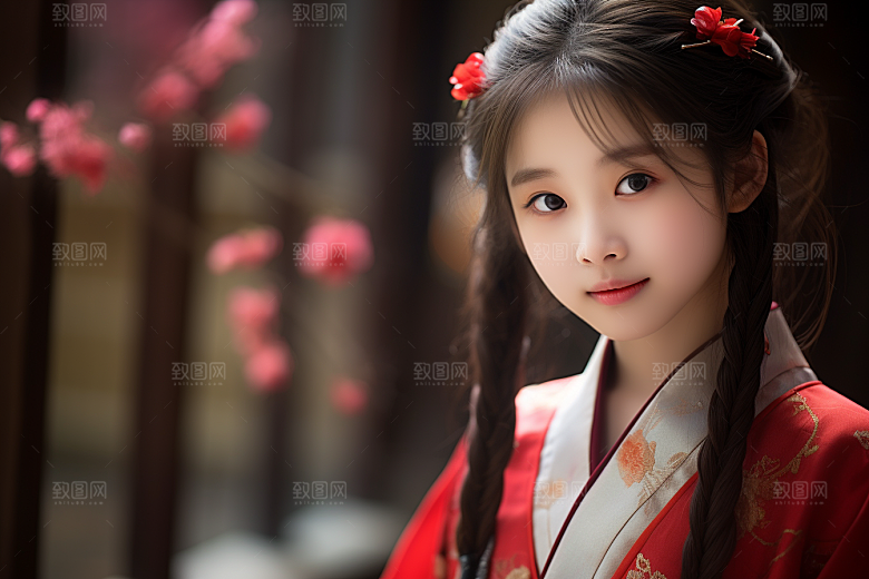 春节汉服女孩新春喜庆CG