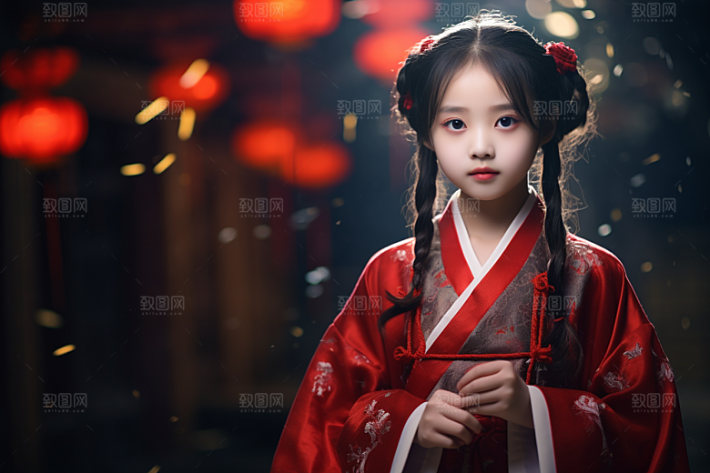 春节汉服女孩过年新春CG