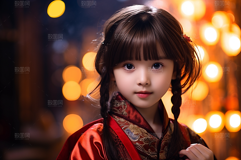 春节汉服女孩喜庆过年CG