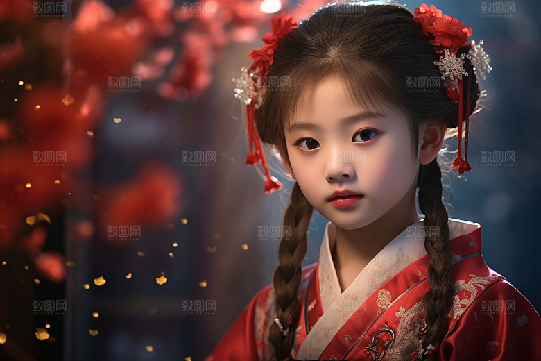 春节汉服女孩喜庆高清CG