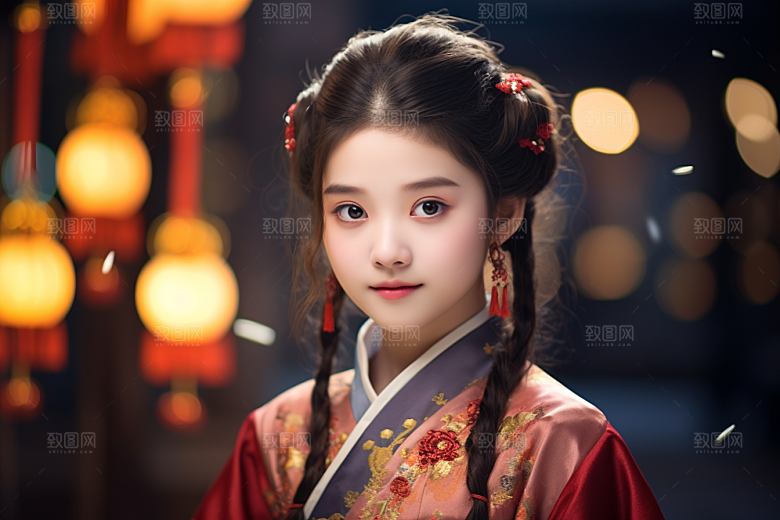 春节汉服女孩中国风喜庆CG