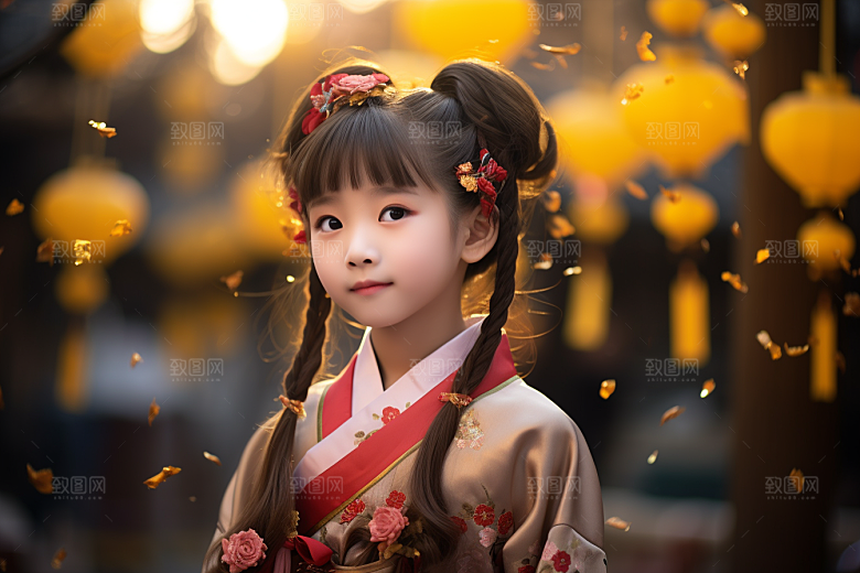 春节汉服女孩春日传统文化CG