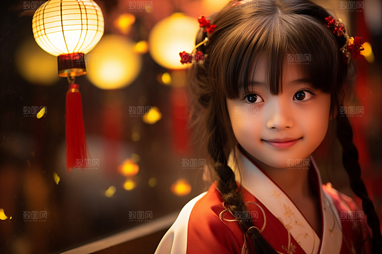 春节汉服女孩中国风传统文化CG