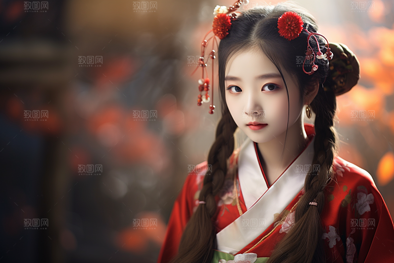 春节汉服女孩春日过年CG