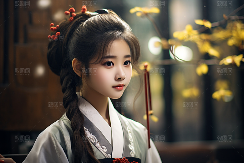 春节汉服女孩过年高清CG