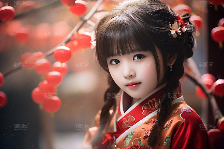 春节汉服女孩传统文化春日CG