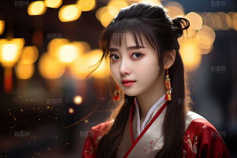 春节汉服女孩过年新春CG