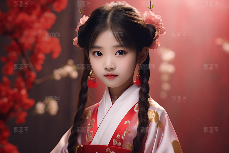 春节汉服女孩喜庆高清CG