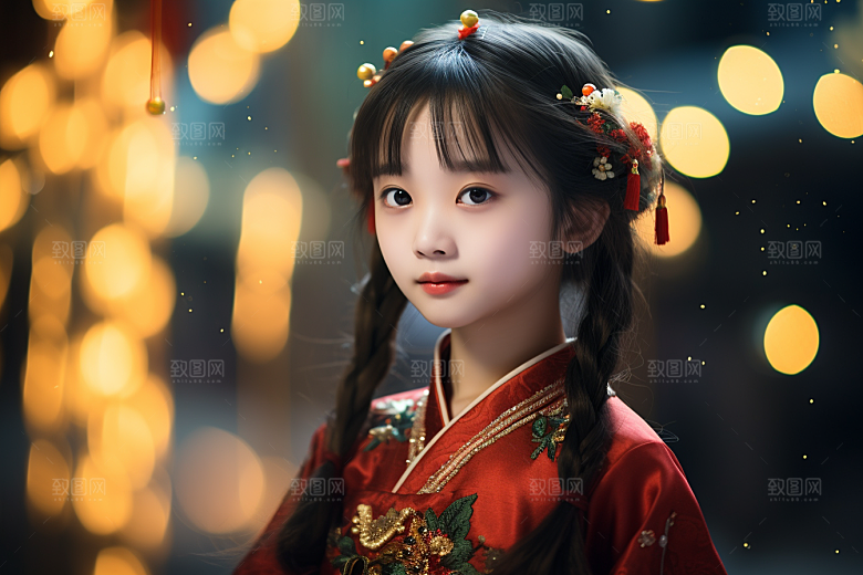 春节汉服女孩高清传统文化CG