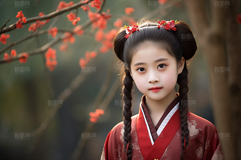 春节汉服女孩喜庆过年CG