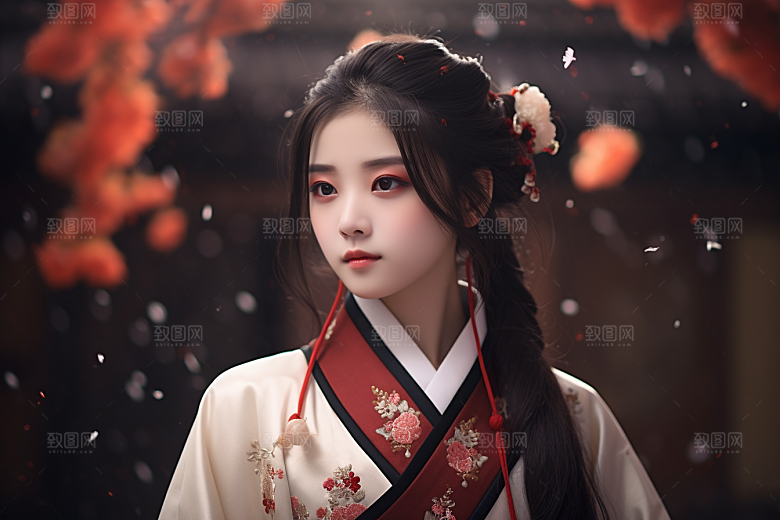 春节汉服女孩传统文化春日CG