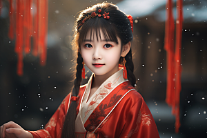 春节汉服女孩过年高清CG