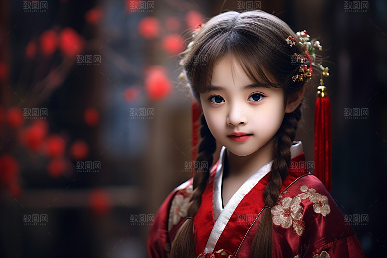 春节汉服女孩新春过年CG