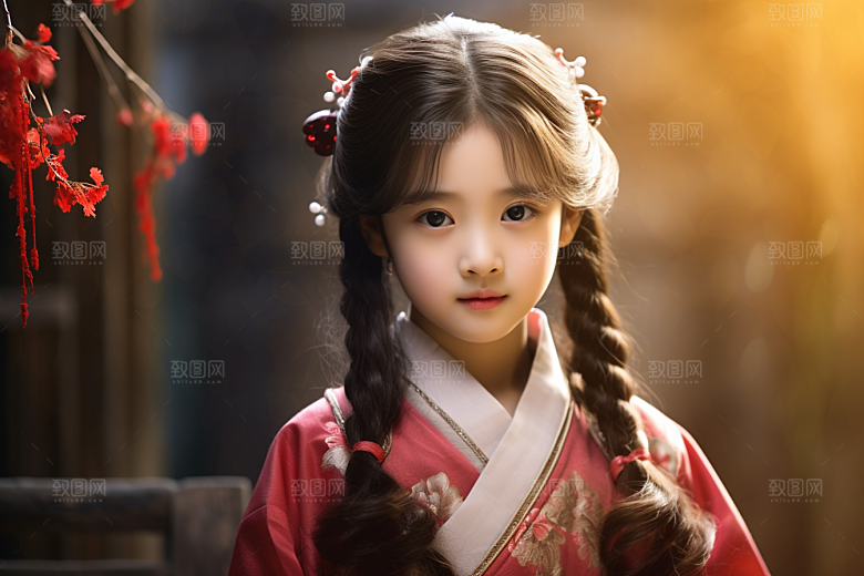 春节汉服女孩中国风过年CG
