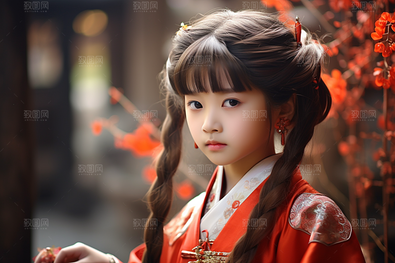 春节汉服女孩新春过年CG