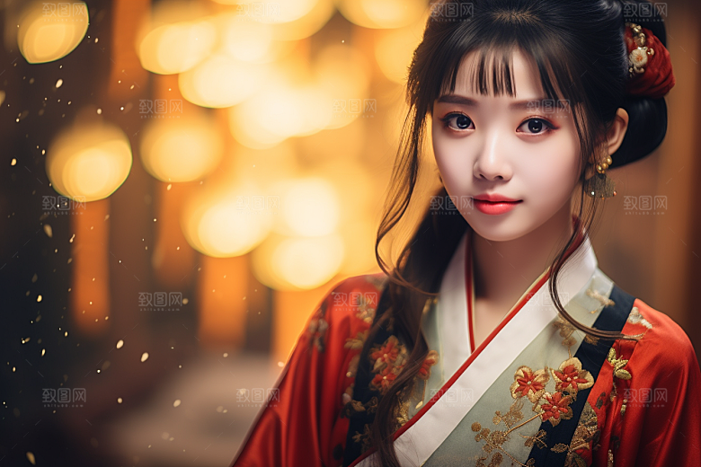 春节汉服女孩新春传统文化CG