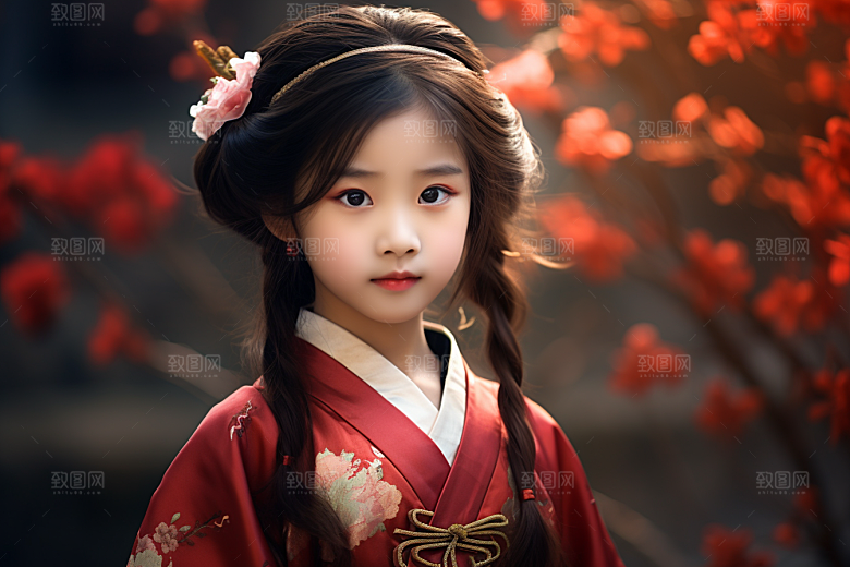春节汉服女孩春日过年CG