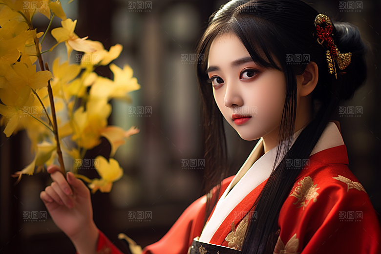 春节汉服女孩喜庆新春CG