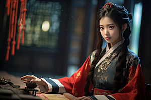 春节汉服女孩喜庆中国风CG