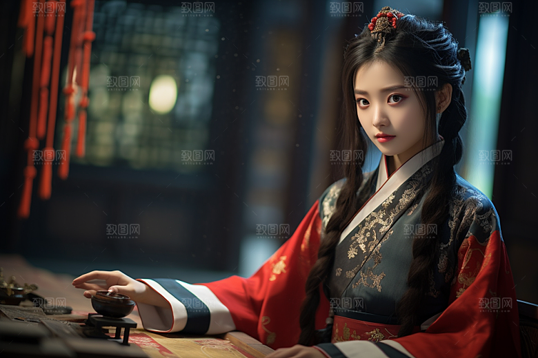 春节汉服女孩喜庆中国风CG