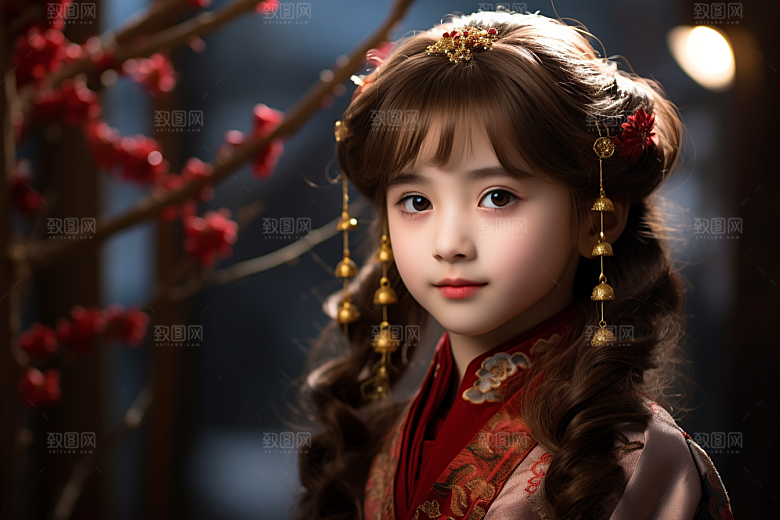 春节汉服女孩过年高清CG