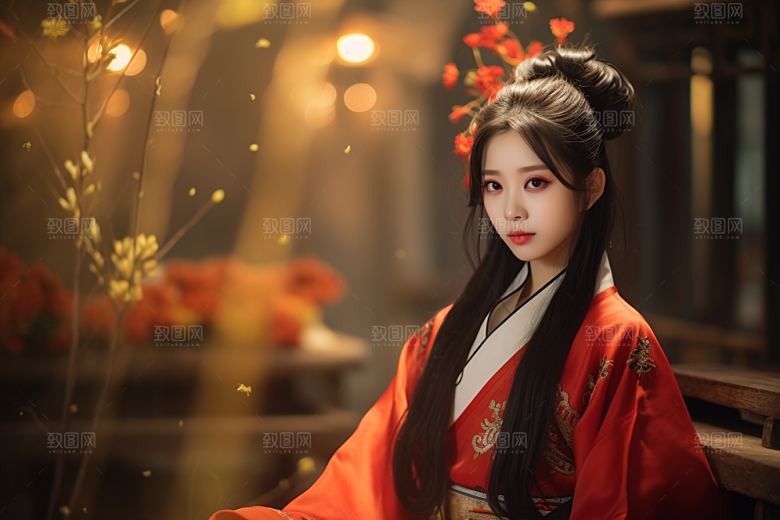 春节汉服女孩传统文化中国风CG