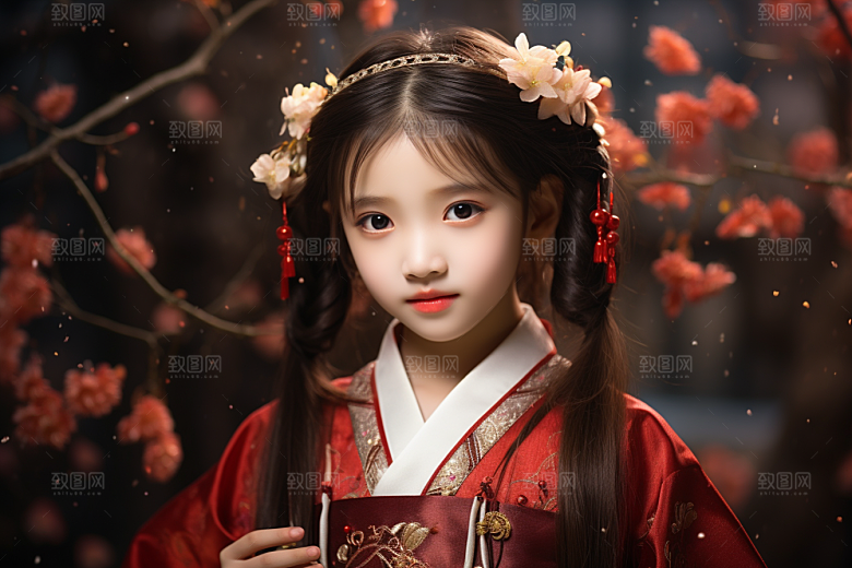 春节汉服女孩新春传统文化CG