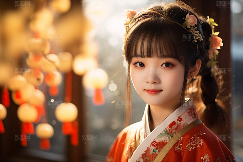 春节汉服女孩传统文化新春CG